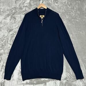 Foundry Supply Co 1/4 Zip Pullover Sweater Mens Size L Tall Blue Minimalist EUC